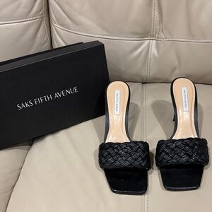 Saks Fifth Avenue Black Woven Heels